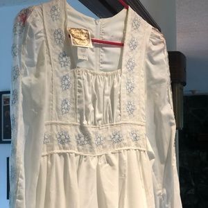 Gunne Sax 1970s White Prairie Romantic Maxi Dress